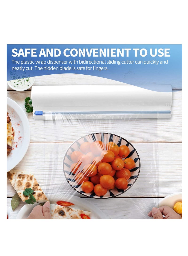 SYOSI Plastic Wrap Dispenser, Household Reusable Food Plastic Wrap Dispenser with Cutter, Tin/Aluminum Foil Dispenser with Cutter, BPA Free, White, 1 Pcs - Image 2