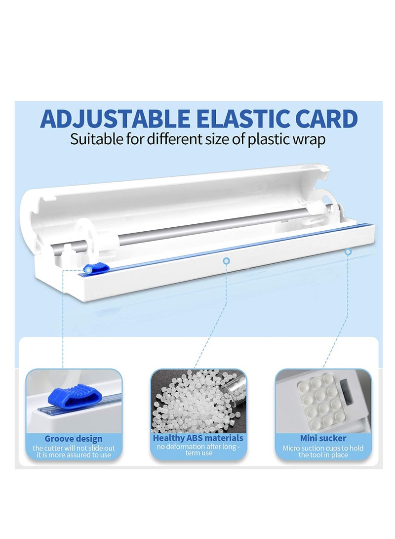 SYOSI Plastic Wrap Dispenser, Household Reusable Food Plastic Wrap Dispenser with Cutter, Tin/Aluminum Foil Dispenser with Cutter, BPA Free, White, 1 Pcs - Image 3