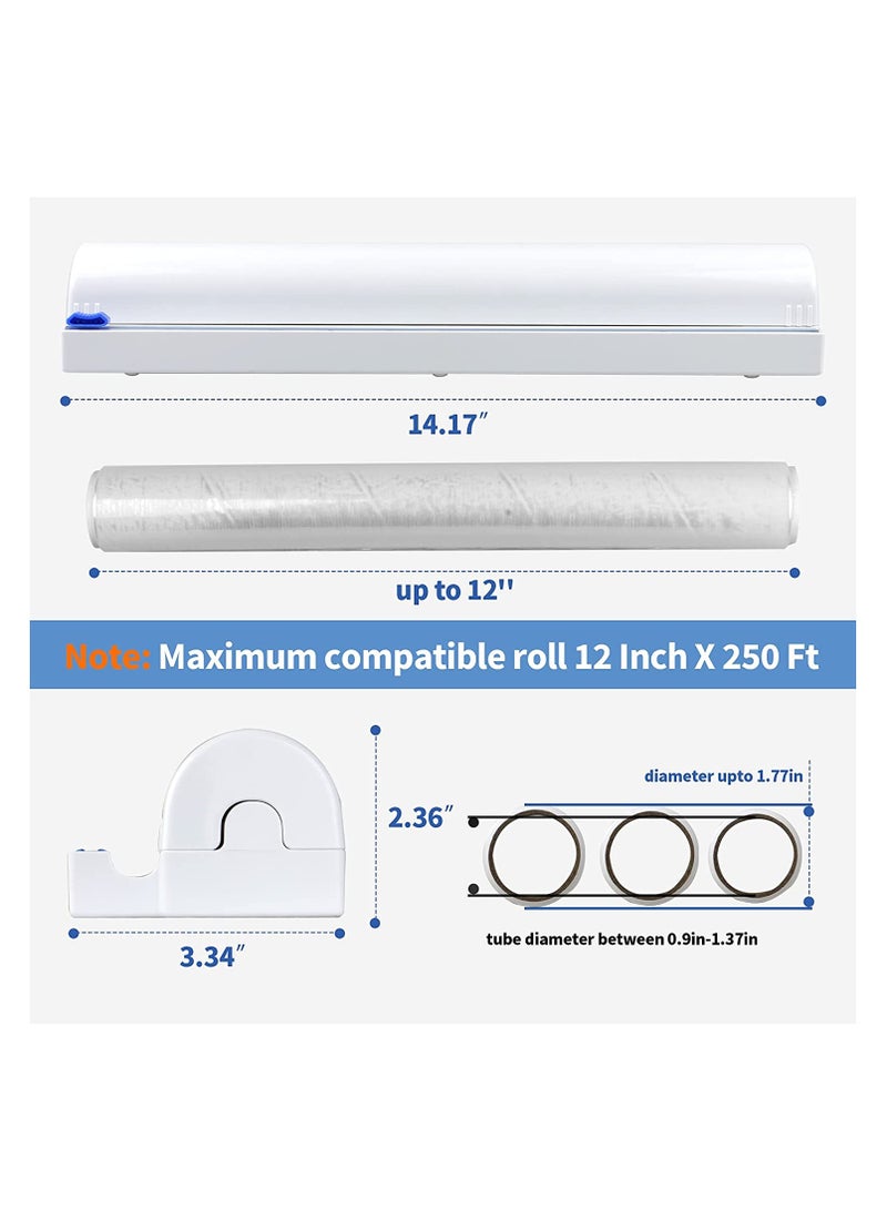 SYOSI Plastic Wrap Dispenser, Household Reusable Food Plastic Wrap Dispenser with Cutter, Tin/Aluminum Foil Dispenser with Cutter, BPA Free, White, 1 Pcs - Image 5