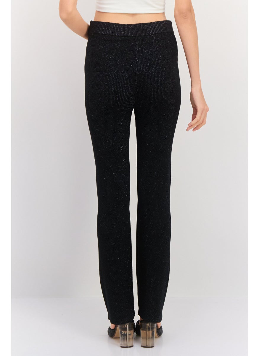 ESPRIT Women Regular Fit Knitted Straight Leg Pants, Black  - Image 4