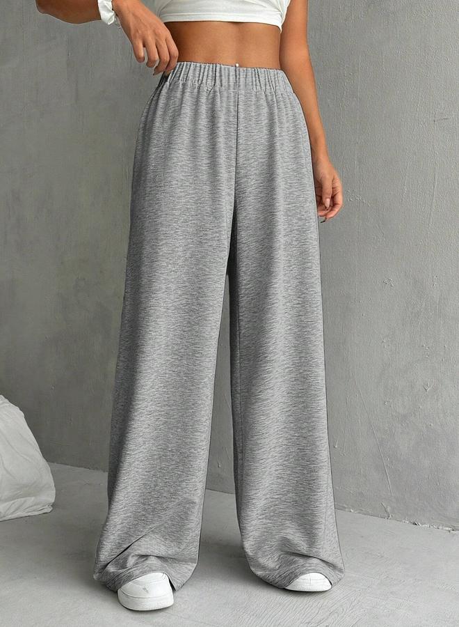 Take Two Solid Elastic Waist Wide Leg Joggers - Image 4