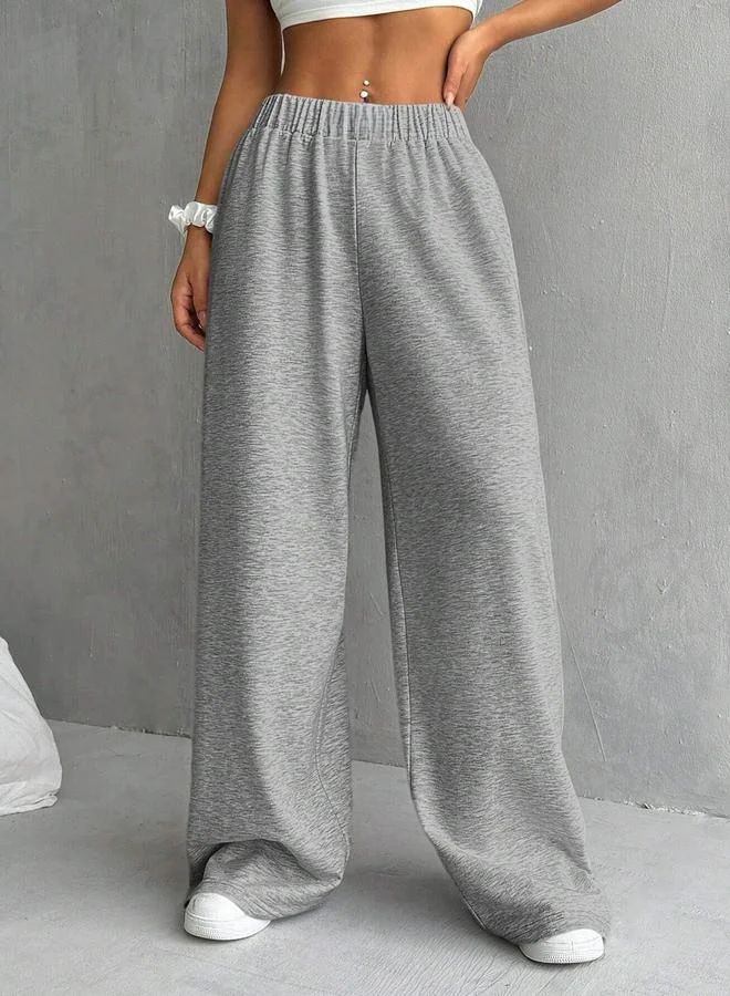 تايك تو Take Two Solid Elastic Waist Wide Leg Joggers