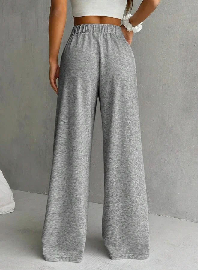 تايك تو Take Two Solid Elastic Waist Wide Leg Joggers
