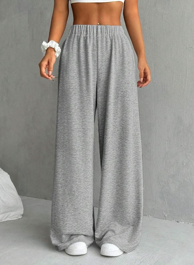 Take Two Solid Elastic Waist Wide Leg Joggers - Image 5