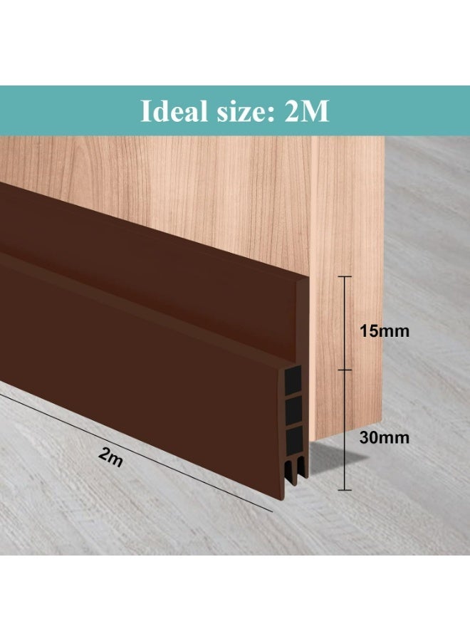 3-Layer Door Seal Strip, Door Draft Stopper, Bottom Seal Strip, Adhesive Draft Blocker for Exterior & Interior Doors, Dust, Air, Soundproof, Weather Stripping 1m (Brown) - Image 2