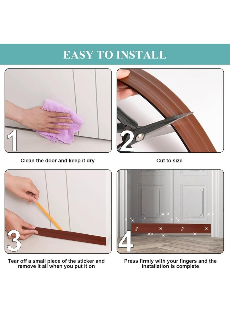 3-Layer Door Seal Strip, Door Draft Stopper, Bottom Seal Strip, Adhesive Draft Blocker for Exterior & Interior Doors, Dust, Air, Soundproof, Weather Stripping 1m (Brown) - Image 3