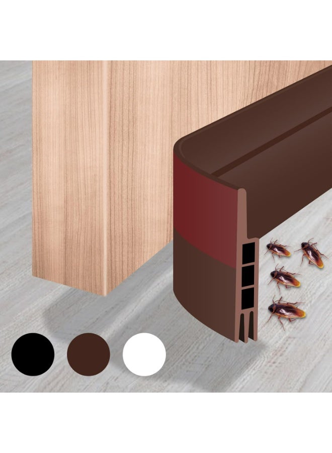 3-Layer Door Seal Strip, Door Draft Stopper, Bottom Seal Strip, Adhesive Draft Blocker for Exterior & Interior Doors, Dust, Air, Soundproof, Weather Stripping 1m (Brown) - Image 1