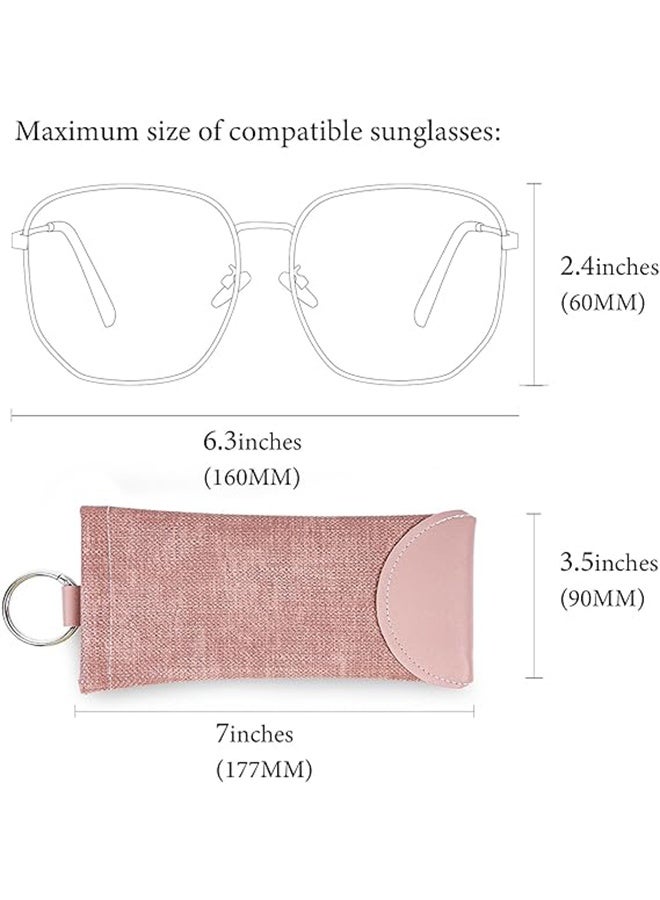 3 Pack Soft Glasses Case Pouch Bag, Leather Travel Sunglass Case Squeeze Top Eyeglass Case With Hanging Loop - Image 3
