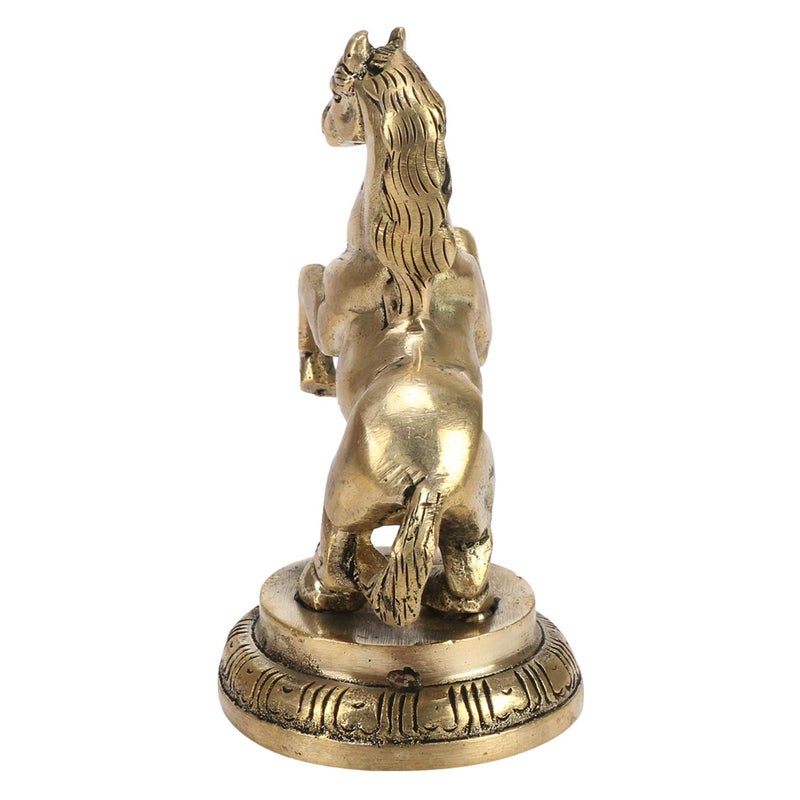 ARTVARKO Brass Horse With Uplifted Legs Standing Horse Tableware Showpiece Home Decor Running Horse Vastu Wall Showpiece Statue Animals 12 X 10 X 6 Cm Gold Animal - Image 5