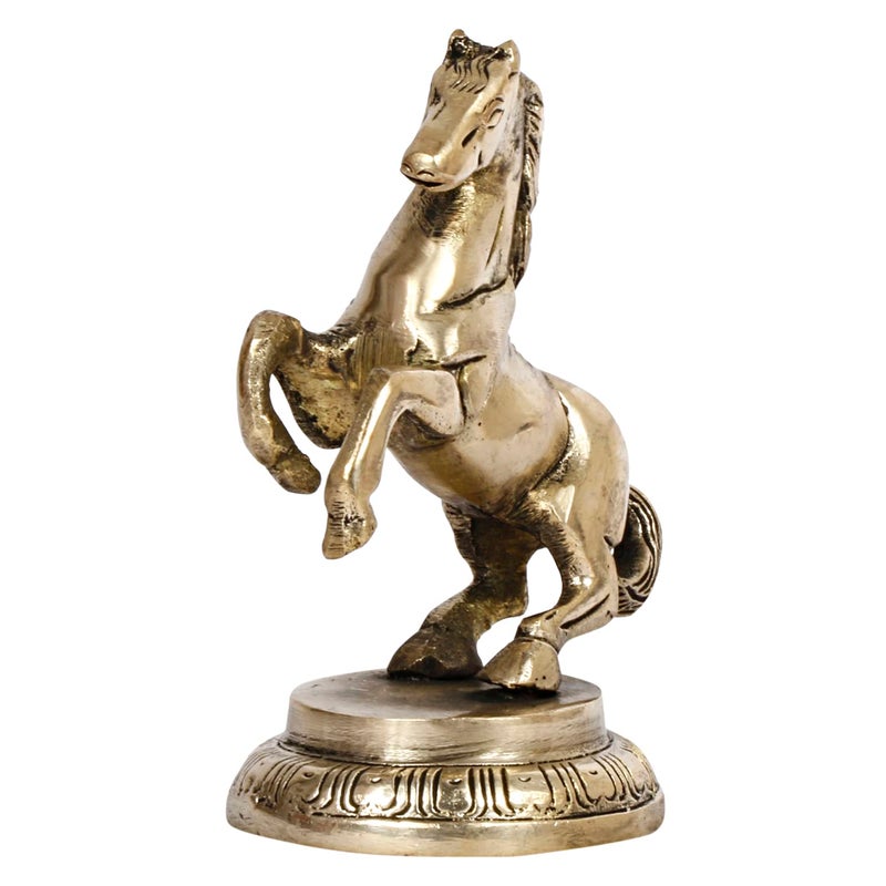 ARTVARKO Brass Horse With Uplifted Legs Standing Horse Tableware Showpiece Home Decor Running Horse Vastu Wall Showpiece Statue Animals 12 X 10 X 6 Cm Gold Animal - Image 4