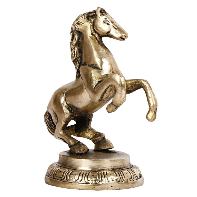 ARTVARKO Brass Horse With Uplifted Legs Standing Horse Tableware Showpiece Home Decor Running Horse Vastu Wall Showpiece Statue Animals 12 X 10 X 6 Cm Gold Animal - Image 2