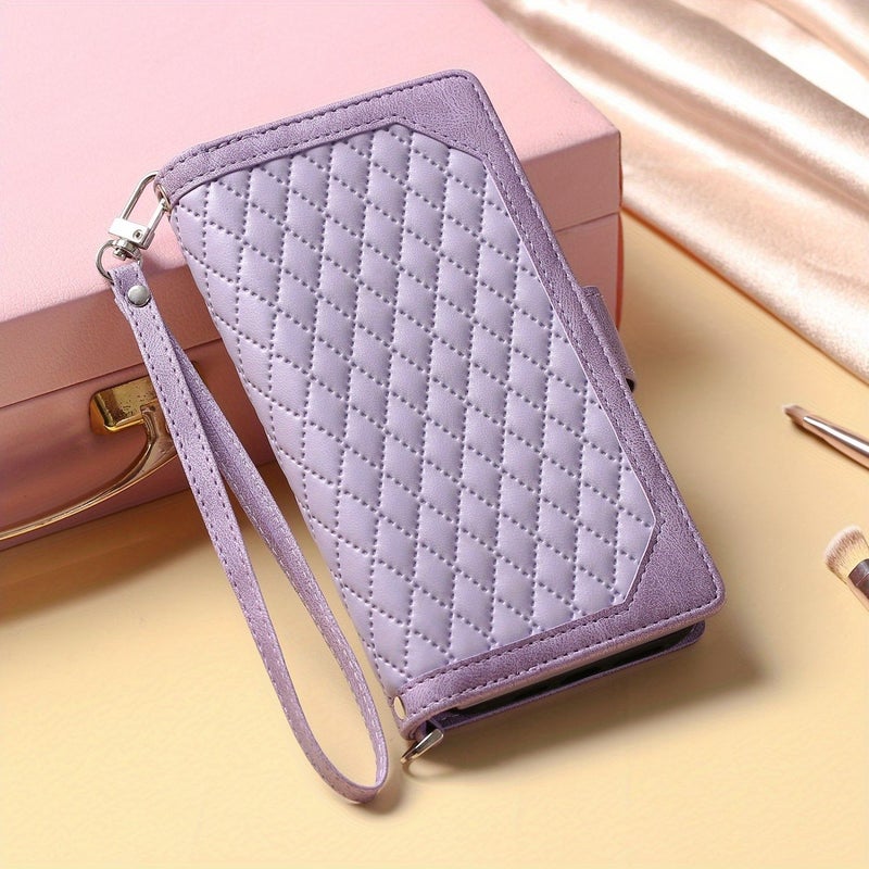 Zippered Purple Faux Leather Wallet Phone Case With Stand For Xiaomi Poco F6 Pro - Image 2