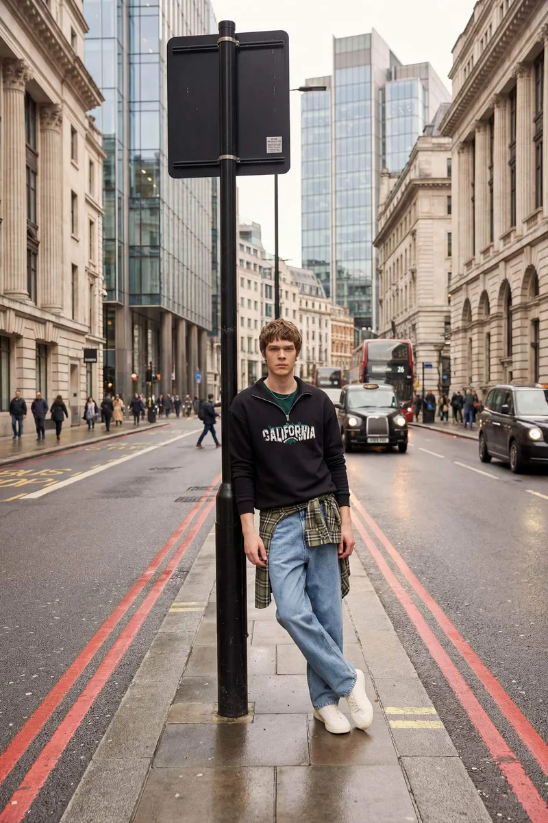 ديفاكتو Boxy Fit Long Sleeve Sweatshirt