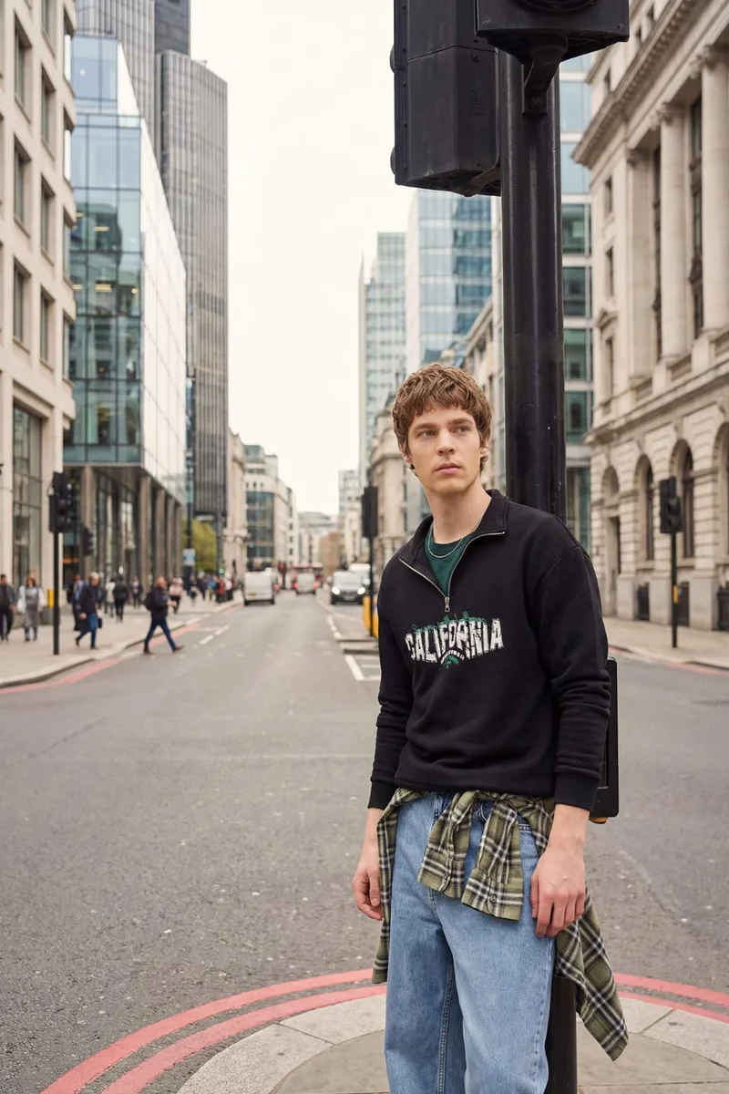 ديفاكتو Boxy Fit Long Sleeve Sweatshirt