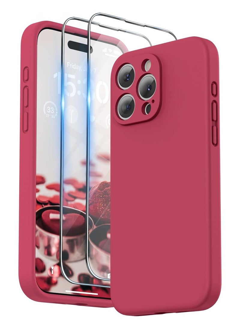 Raxoom Design for iPhone 15 Pro Max Case, Liquid Silicone [2 x Screen Protectors & 1 x Lanyard] Protection for Each Lens Shockproof Cover for iPhone 15 Pro Max 6.7 inch 2023, Hibiscus - Image 1