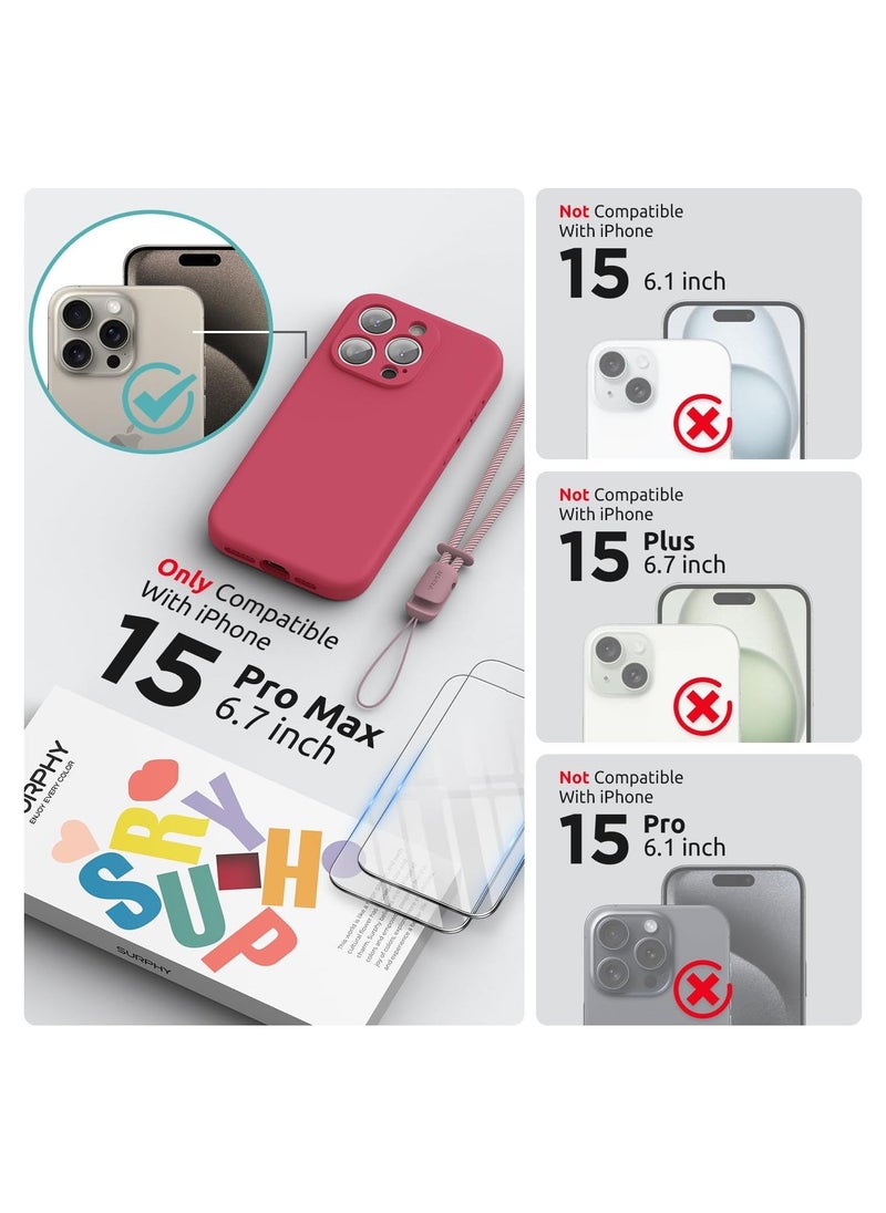 Raxoom Design for iPhone 15 Pro Max Case, Liquid Silicone [2 x Screen Protectors & 1 x Lanyard] Protection for Each Lens Shockproof Cover for iPhone 15 Pro Max 6.7 inch 2023, Hibiscus - Image 2