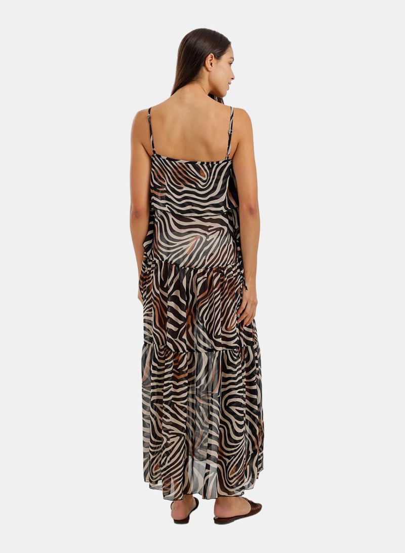Carina Zebra-Print Tiered Beach Dress - Image 4