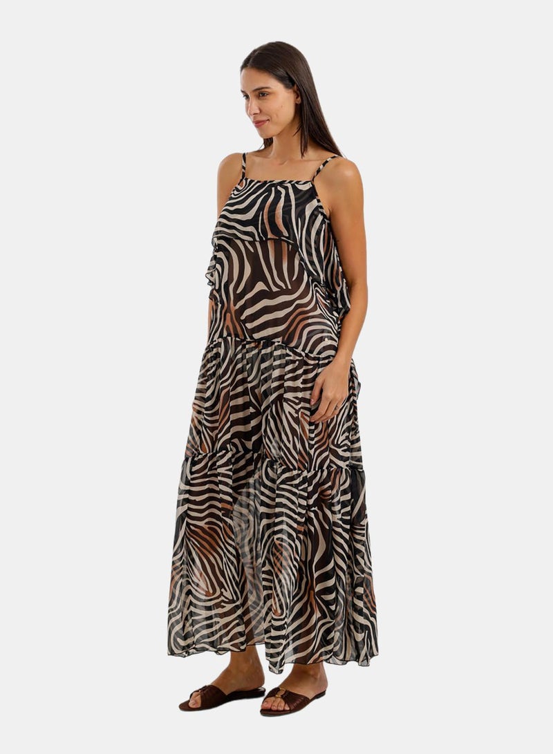 Carina Zebra-Print Tiered Beach Dress - Image 3