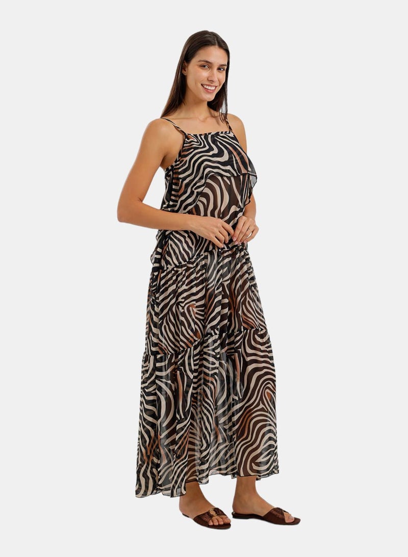 Carina Zebra-Print Tiered Beach Dress - Image 2