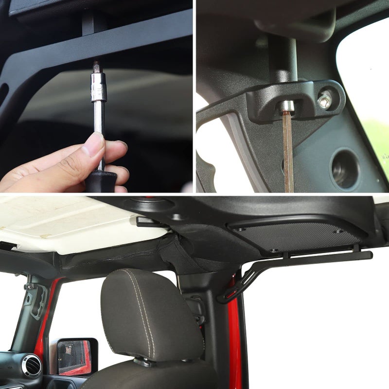 JeCar Front & Rear Aluminum Grab Handles Grip Handle Grab Bars for Jeep Wrangler JK JKU Sports Sahara Freedom Rubicon X & Unlimited X 2 Door 4 Door 2007-2018 - Image 4