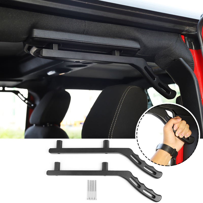 JeCar Front & Rear Aluminum Grab Handles Grip Handle Grab Bars for Jeep Wrangler JK JKU Sports Sahara Freedom Rubicon X & Unlimited X 2 Door 4 Door 2007-2018 - Image 3