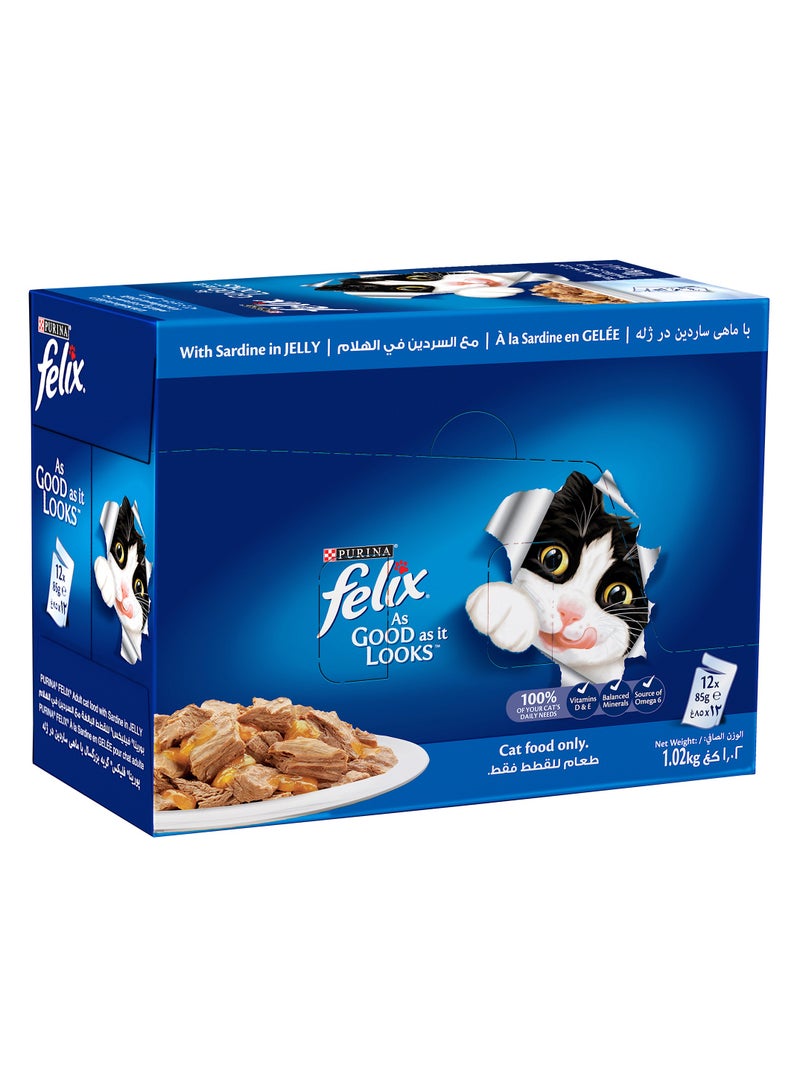 PURINA Felix Sardine In Jelly 12 x 85g 
