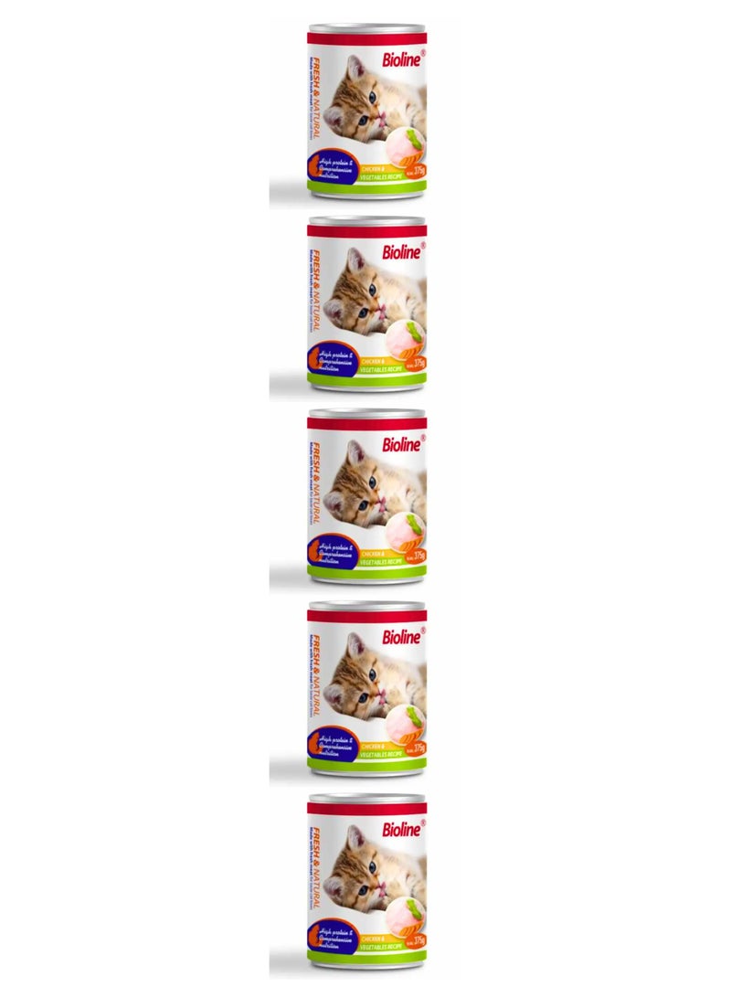 Bioline Canned Cat Food 375g - [Flavor - Chicken & Vegetables] 5pcs - Image 1