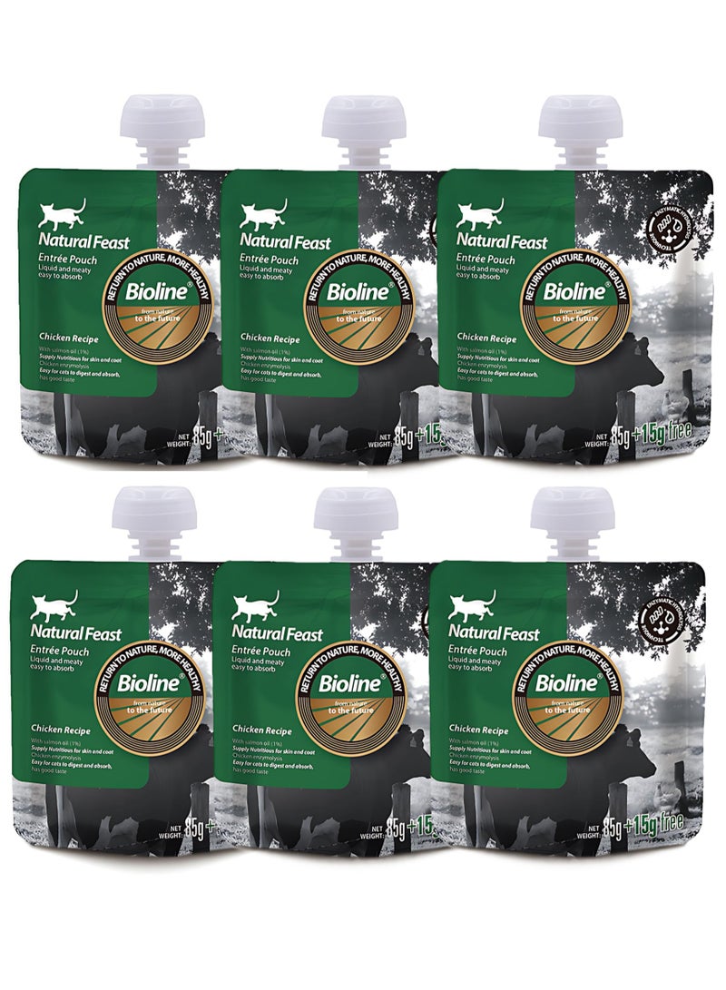 بايولاين 6 قطع من أكياس وجبة الدجاج الطبيعية (85 جم + 15 جم) × 6 - Image 1