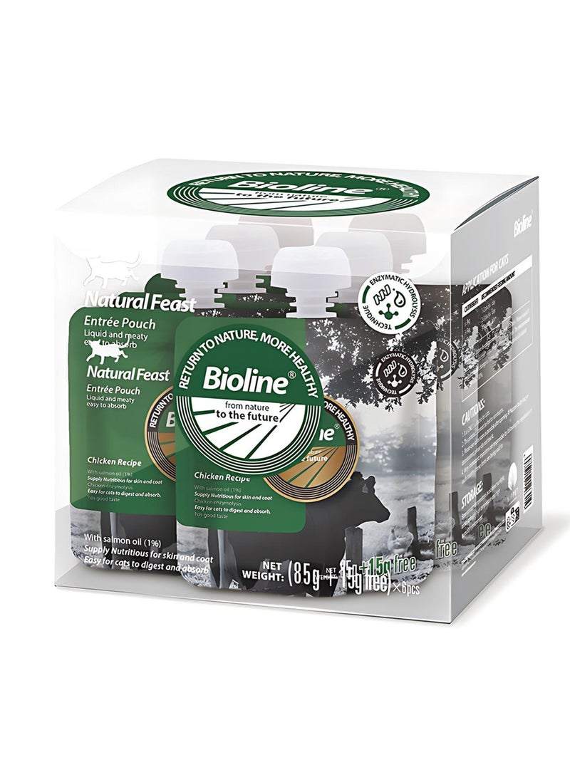 بايولاين 6 قطع من أكياس وجبة الدجاج الطبيعية (85 جم + 15 جم) × 6 - Image 2