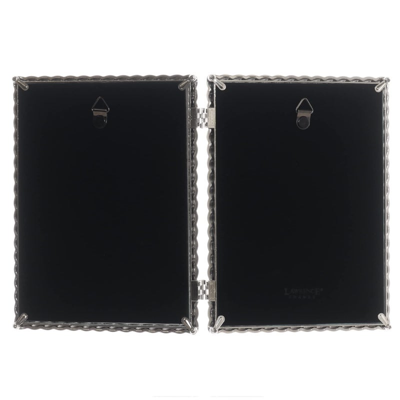 Lawrence Frames 5x7 Hinged Double Cast Metal Picture Frames  Silver Rope Design - Image 4