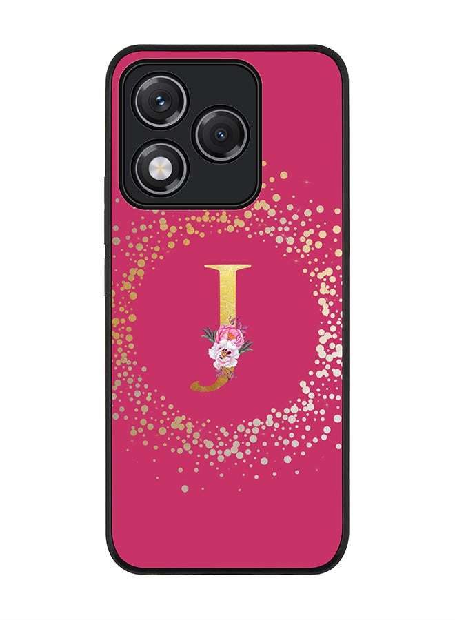 Stylizedd For Honor 400 Lite Case,Slim fit Camera Protection, Shockproof Thin Phone cover  - Custom Monogram Floral - J ( Deep Pink )