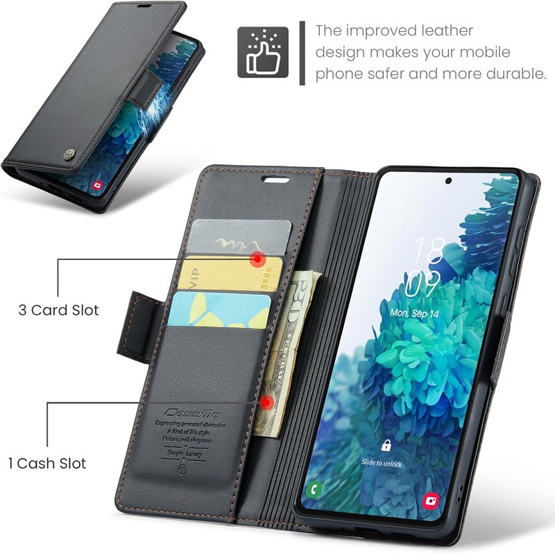 Rerzoiro Case for Samsung Galaxy S20 FE Case, Cover Premium PU Leather [RFID Blocking] Wallet Flip Folio Case with Card Holder and Magnetic Kickstand Cover for Samsung S20 FE, Black - Image 3