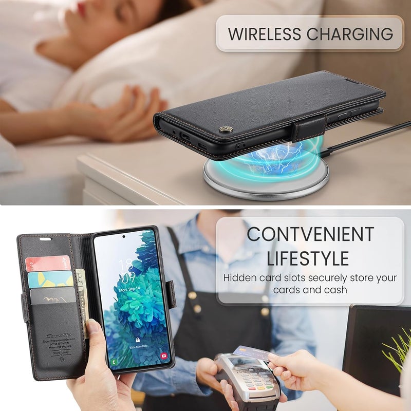 Rerzoiro Case for Samsung Galaxy S20 FE Case, Cover Premium PU Leather [RFID Blocking] Wallet Flip Folio Case with Card Holder and Magnetic Kickstand Cover for Samsung S20 FE, Black - Image 4