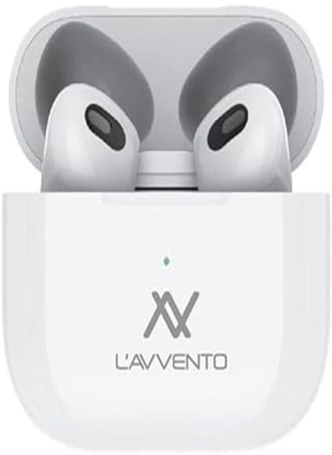 L'avvento سماعات أذن L&#39;AVVENTO HP365 TWS مع خاصية Pop-Up ومستشعر للأذن وتحكم باللمس وشحن لاسلكي - سماعات رأس بيضاء 