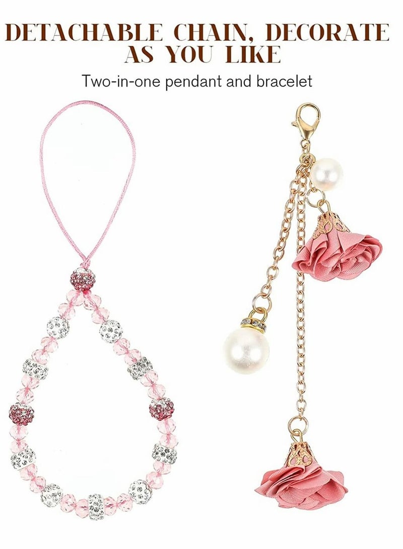 KASTWAVE Cell Phone Straps, Creative Crystal Flower Pendant Charm Phone Strap Charm, Non- Slip Phone Lanyard Cute Pocket Keychain Strap for Car Key Purse Phone Decoration Accessories (Pink) - Image 5