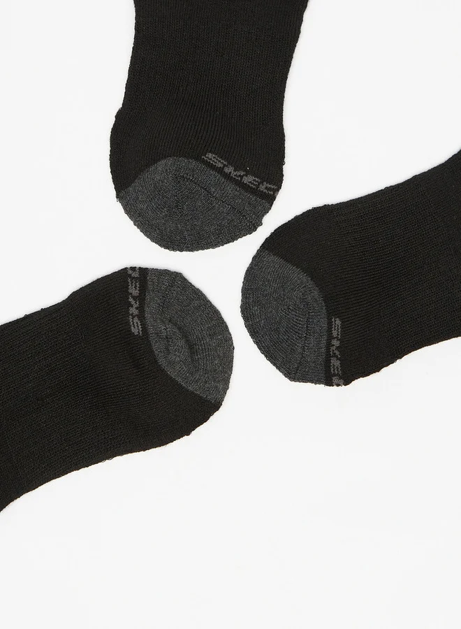 SKECHERS  Solid Ankle Length Sports Socks - Set of 3  | Best Price UAE