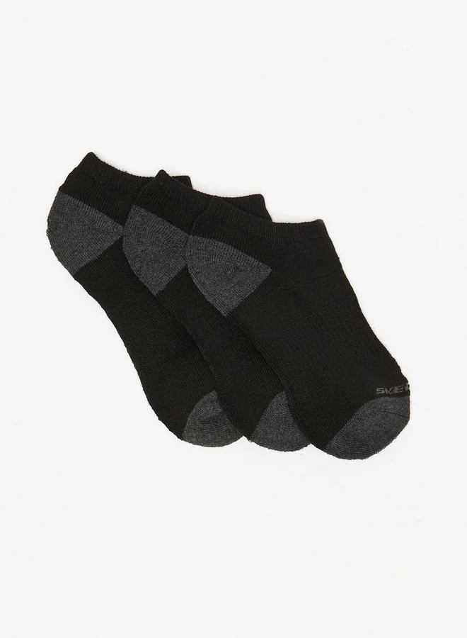 SKECHERS  Solid Ankle Length Sports Socks - Set of 3  | Best Price UAE