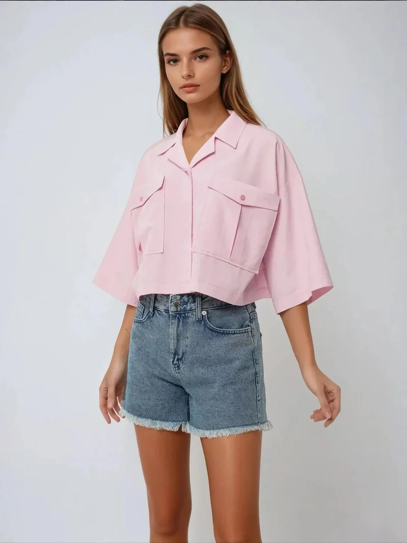 HICCUP Crop Shirt with a Pocket Detail