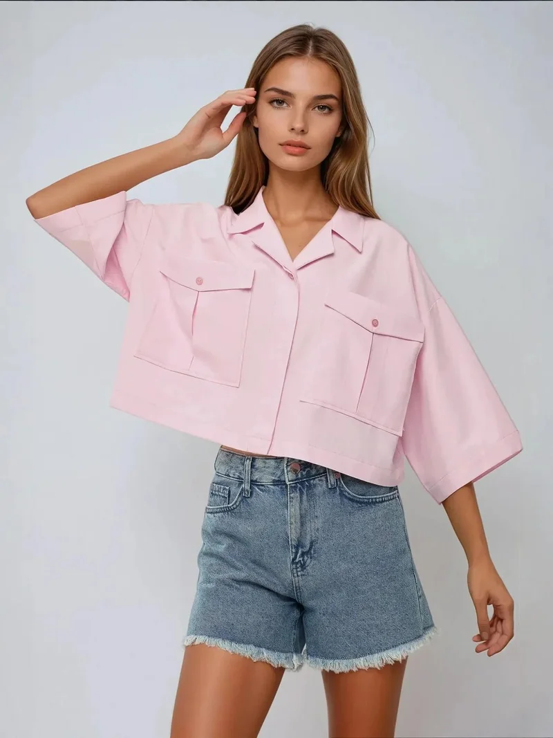 HICCUP Crop Shirt with a Pocket Detail