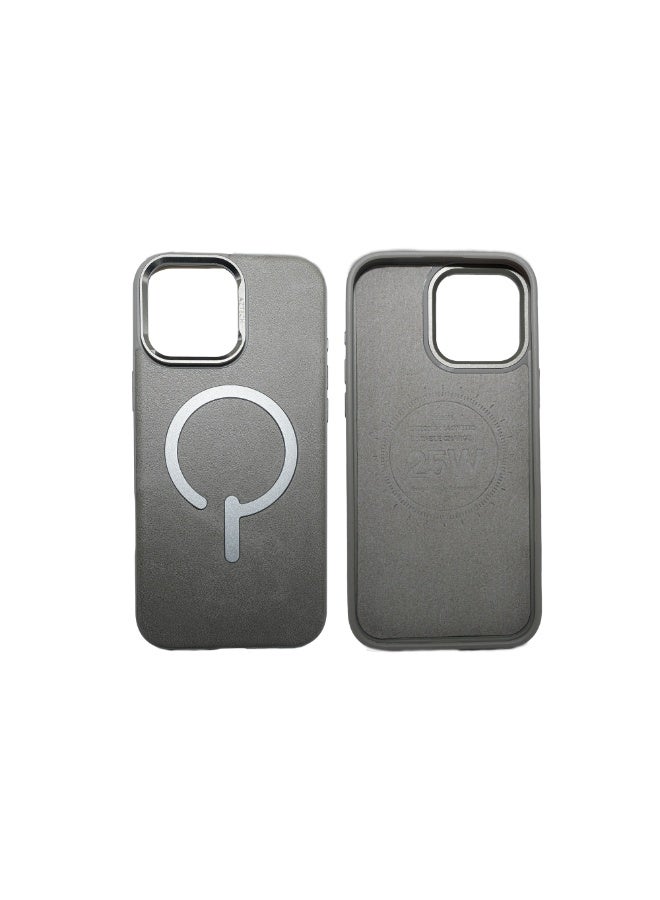 Aztech Leather Case for iPhone 15 Pro Max, MagSafe Compatible, Luxury Tumbled Leather, Slim Fit, Durable Protective Case, Grey Color, Metal Buttons, Lens Protector, Anti-Scratch, Shockproof, Premium Leather Cover, Stylish iPhone 15 Pro Max Case, Everyday Protection, Drop Protection, Magnetic Wireless Charging Compatible, Slim Design, Modern Phone Cover, Trendy Mobile Accessories, iPhone 15 Pro Max Accessories, Protective Leather Case