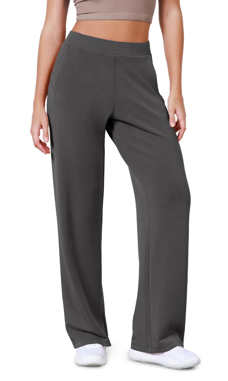 ODODOS Women's Modal Soft Wide Leg Pants Elastic High Waist Casual Lounge Relaxed Pants with Pockets - 27" Inseam, Charcoal, X-Small - Image 1