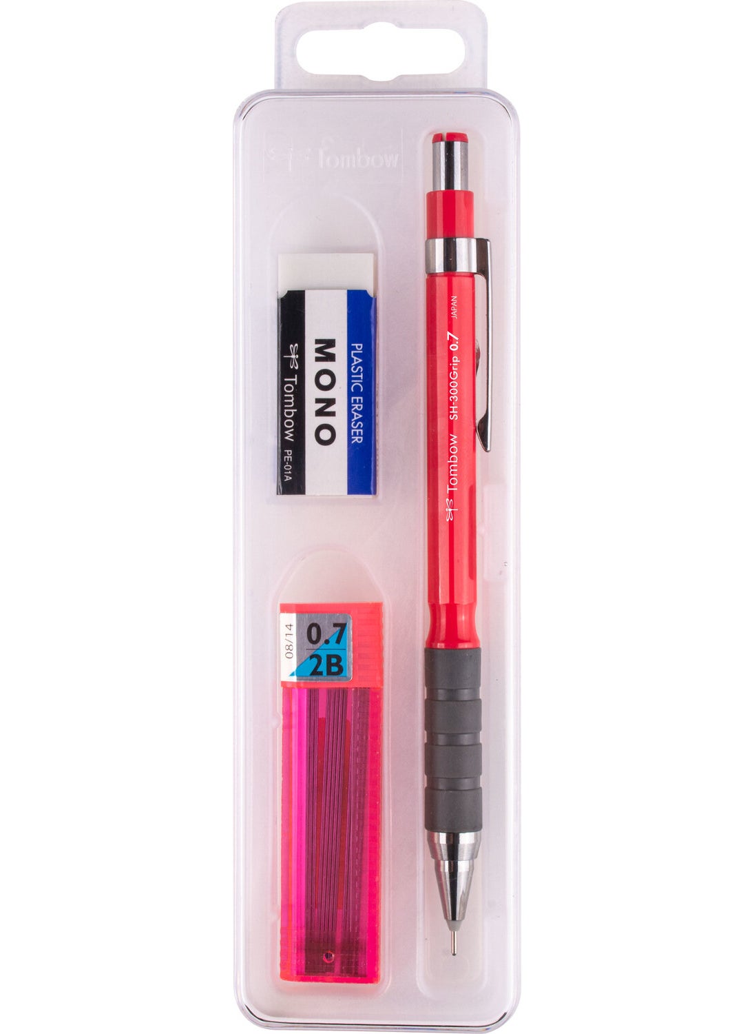 Tombow - Sh-300 Grip 0.7 mm Plastic Box Set - Dark Pink - Image 1