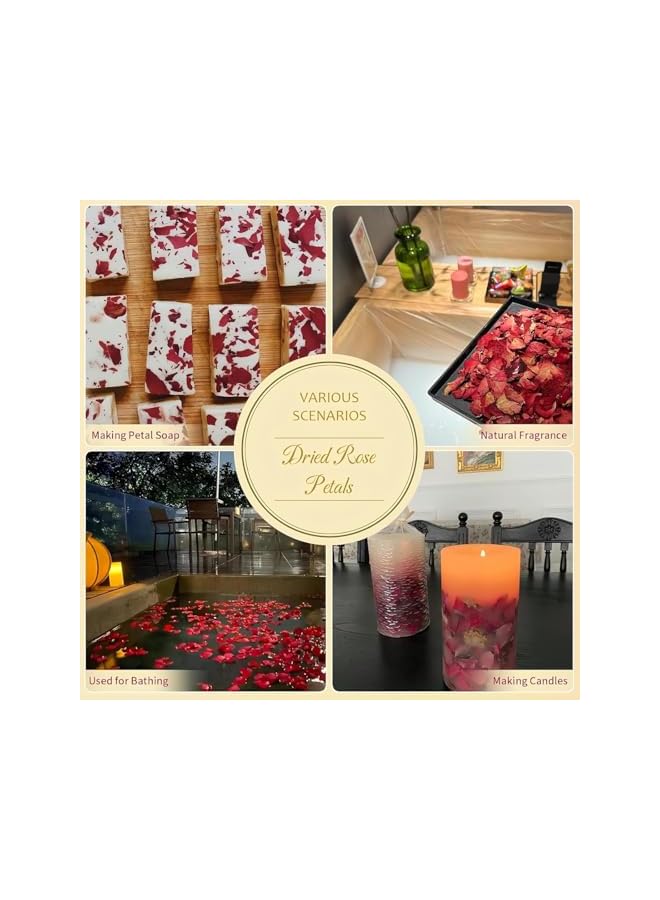 The Bros Premium Natural Dried Red Rose Petals, Dried Flowers With Shower Puff, For Rose Petal Bath, Weddings, Candle & Soap Making, Diy Crafts, Home Decor, Aromatherapy, Floral Arrangements, 50g - Image 4