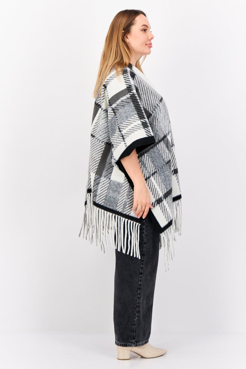 Max Studio Women Plaid Kimono Scarves, Black  - Image 4
