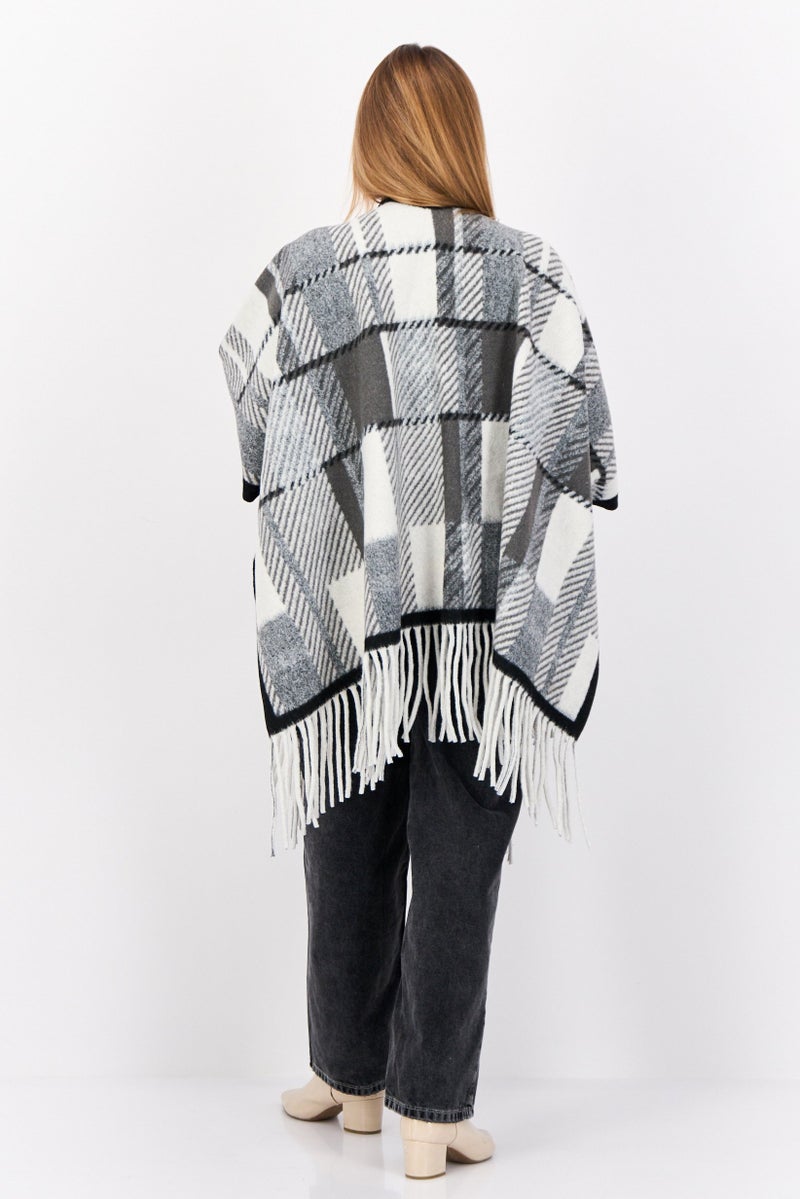 Max Studio Women Plaid Kimono Scarves, Black  - Image 2