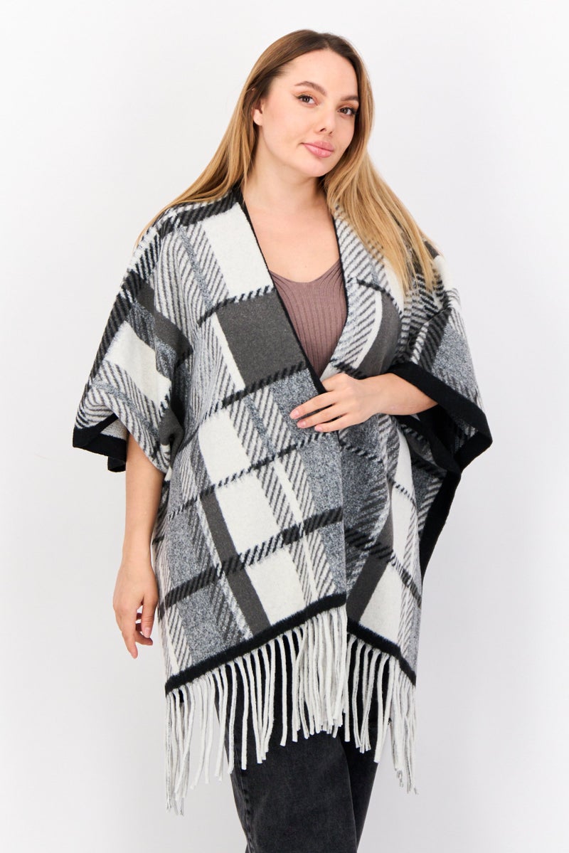 Max Studio Women Plaid Kimono Scarves, Black  - Image 1