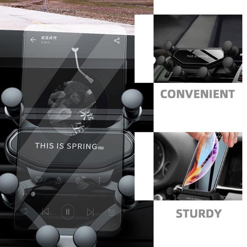 Universal Car Phone Mount Holder 7 Point Support Air Vent Clip Dashboard Cradle Black - Image 4