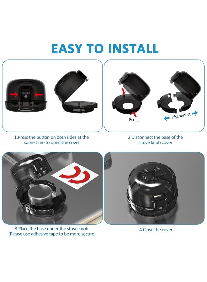 Babepai أغطية مقابض الموقد لسلامة الأطفال - عبوة 5 قطع تصميم مزدوج مفاتيح مطور من بابيباي حجم عالمي لأغطية مقابض الغاز للموقد لحماية الأطفال من المخاطر - Image 5