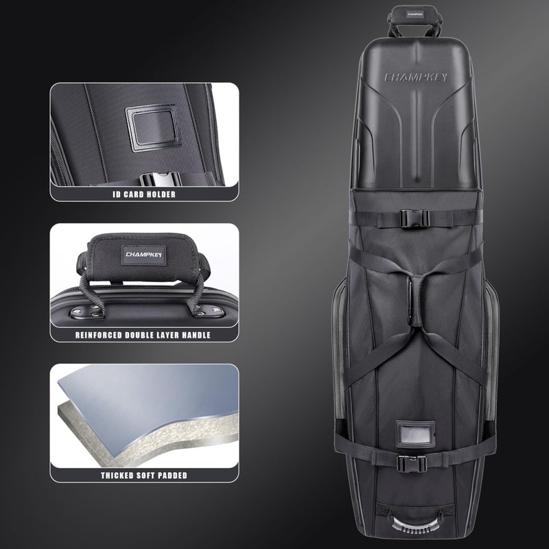 CHAMPKEY Professional Golf Travel Bags for Airlines with Password Lock - Hard Case Golf Travel Bag with Support Pole and Oversized Wheels - Image 2