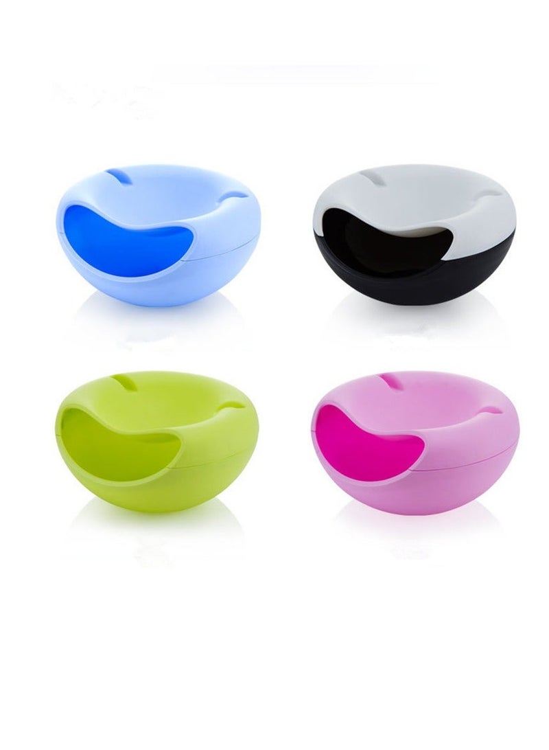 NIBEMINENT Snack Storage Bowl with Phone Holder, Double Dish Nut Shell Storage, serving for Snacks Nuts Pistachio Sunflower Seeds 4PCS - Image 1